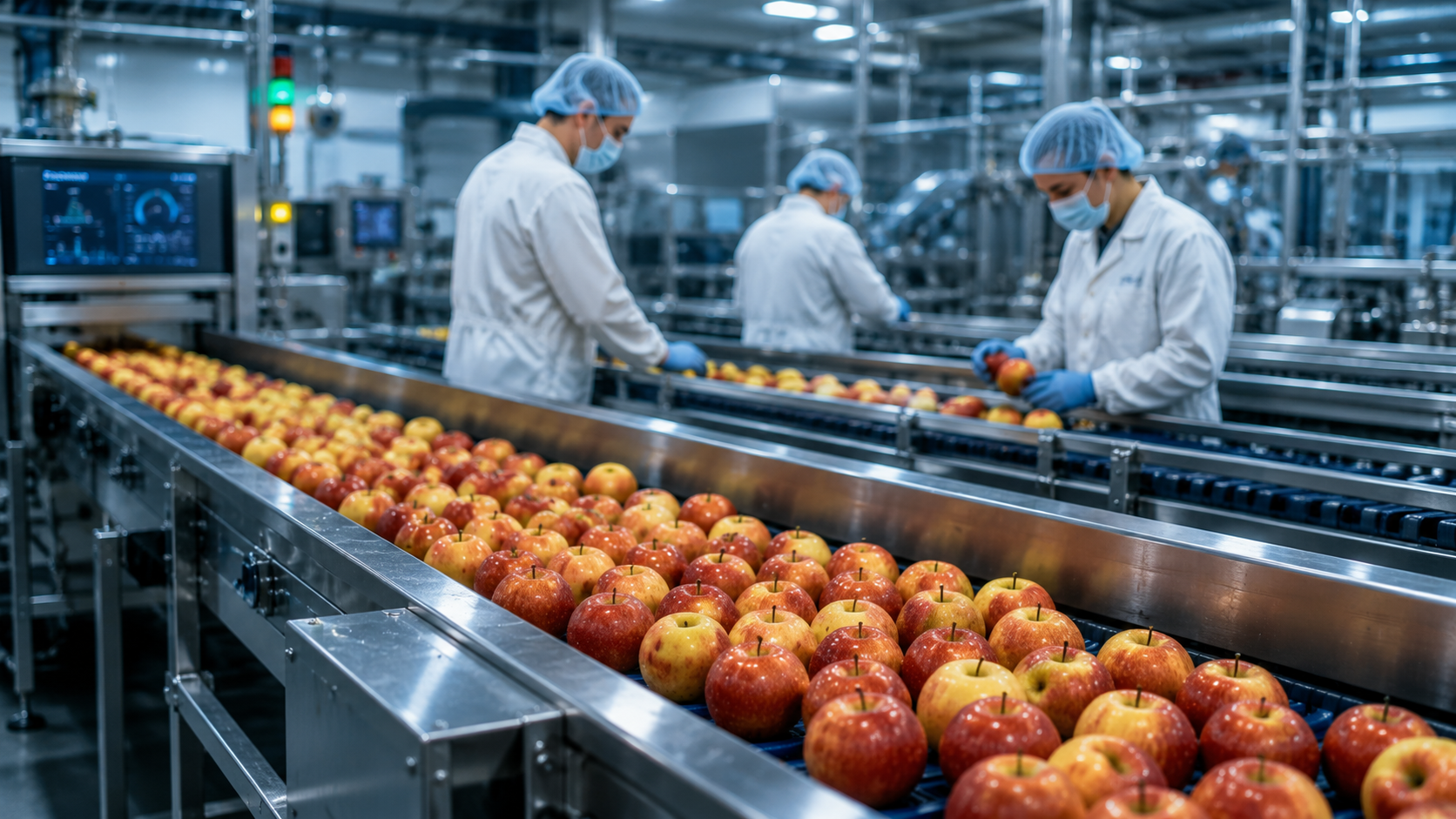 Ligne de production agroalimentaire automatisée avec contrôle qualité